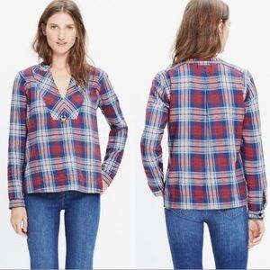 Madewell Indigo-Dyed Popover Plaid Shirt NWOT